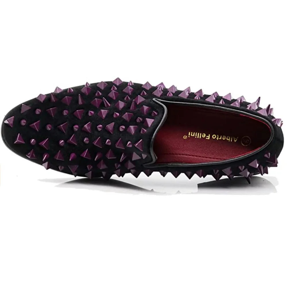 Men's Vintage Spike Dress Loafers Slip On Fashion Shoes Classic Tuxedo 09 pr blk - Picture 2 of 7